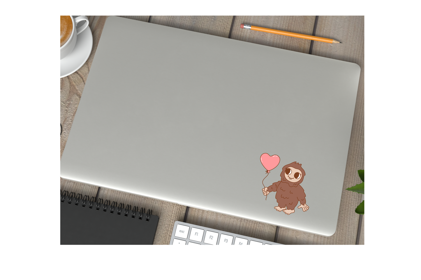 Bigfoot Cryptid Heart Valentines Vinyl Sticker Gift