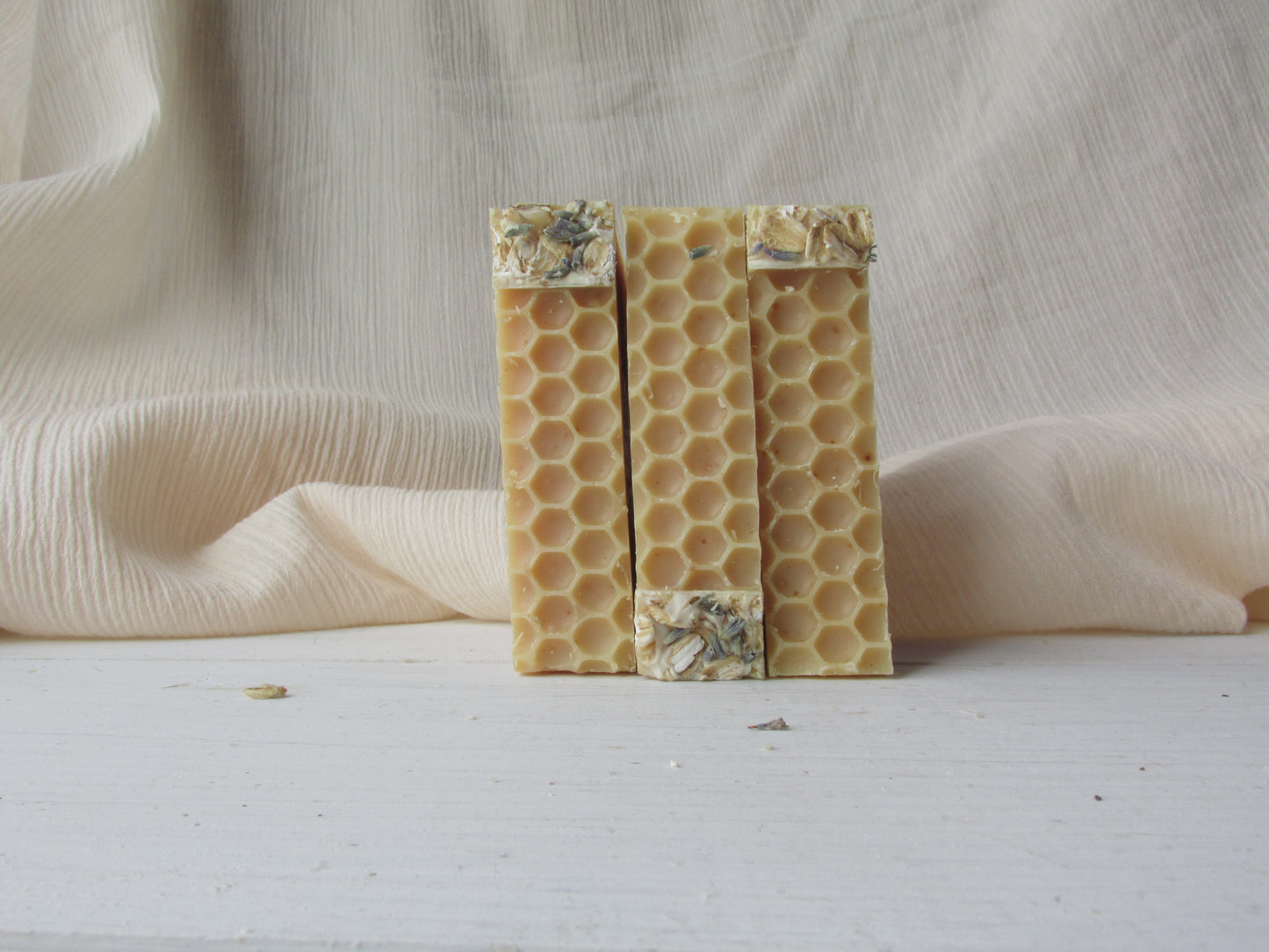 Sweet Lemon + Honey Goat Milk Soap | Natural Oatmeal Honey Bar | Handmade Soap with Bee Pollen & Lavender Buds