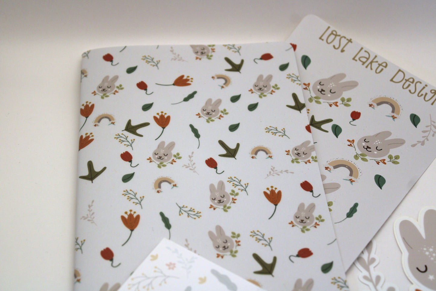 Sweet Spring Bunny Stapled Notebook Notepad Stickers Gift Set