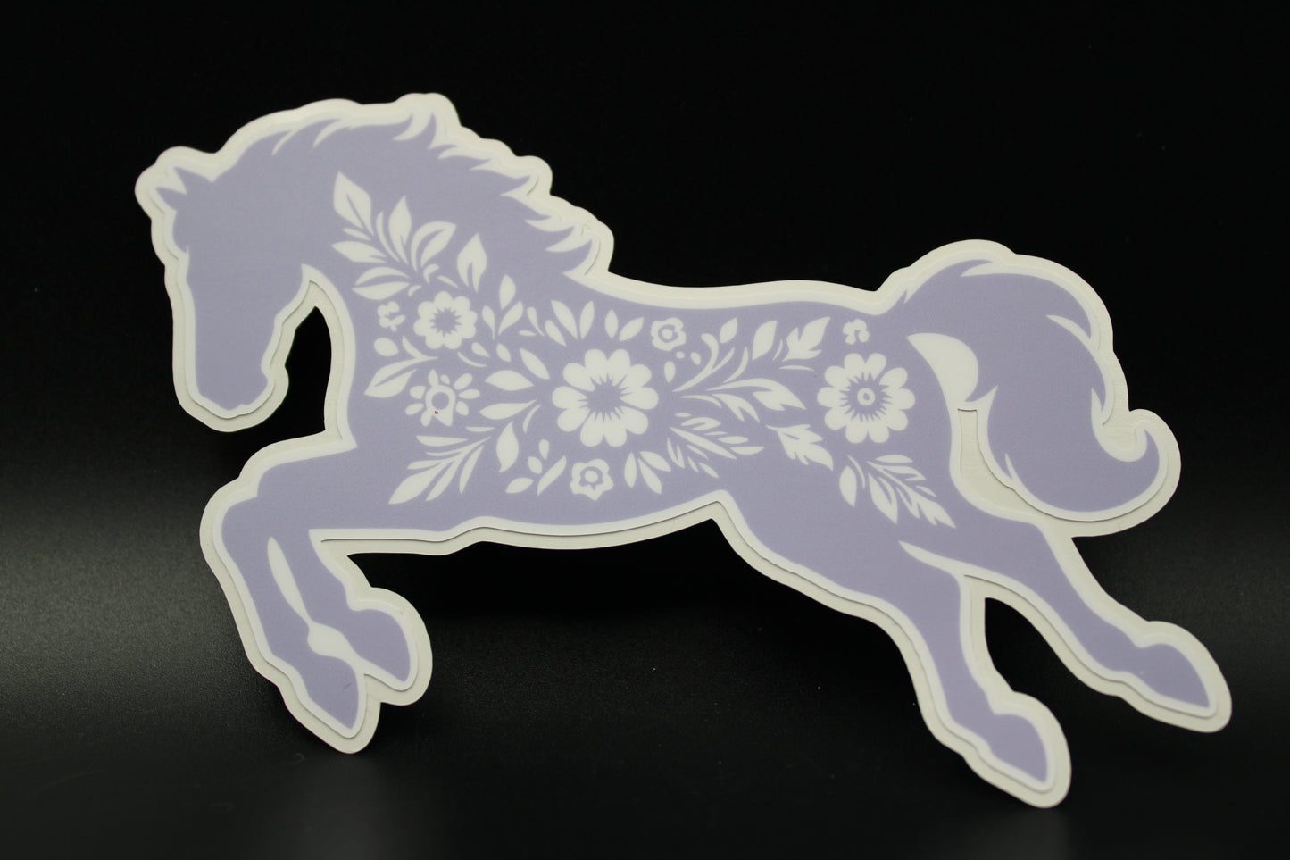 Equestrian Chic: Matte Purple Floral Horse Vinyl Sticker