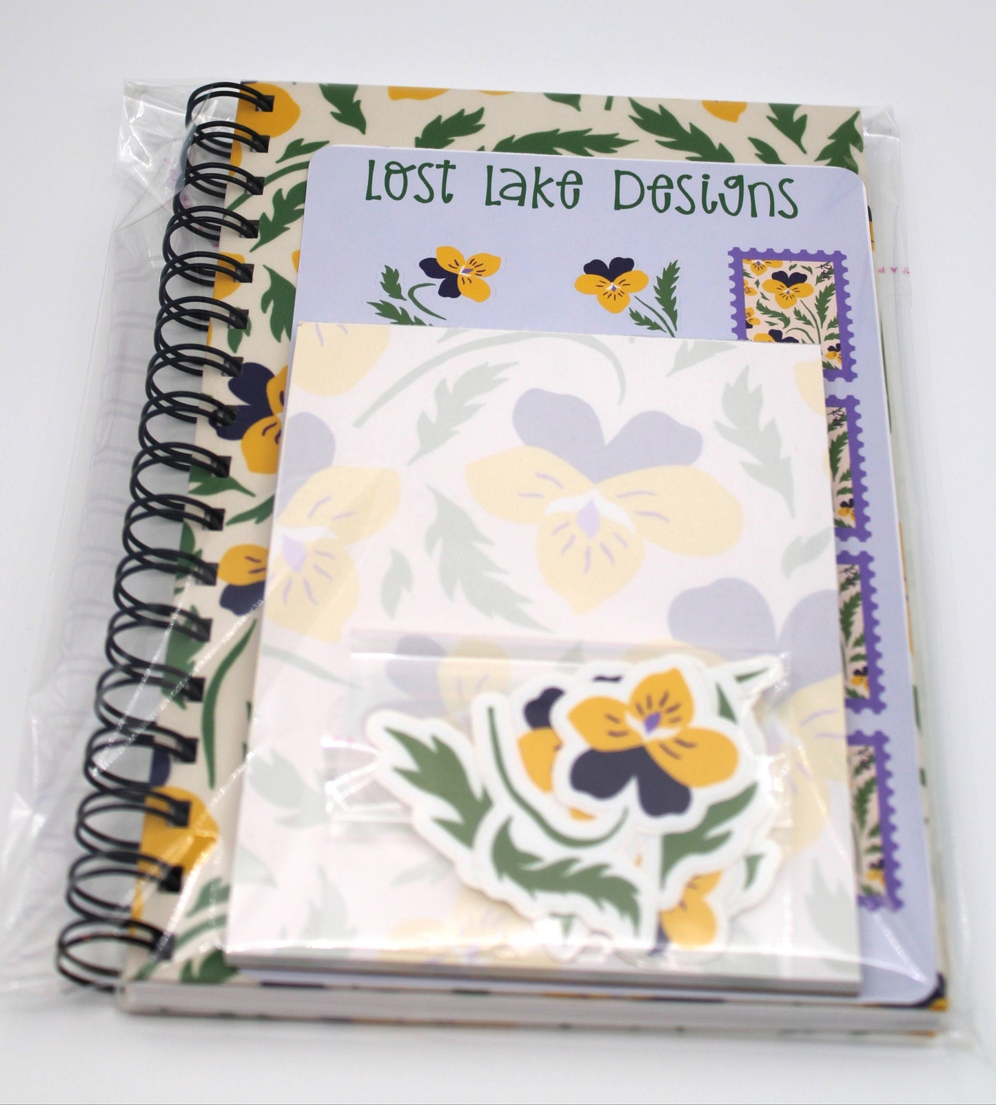 Spring Pansy Spiral Notebook Floral Gift Set