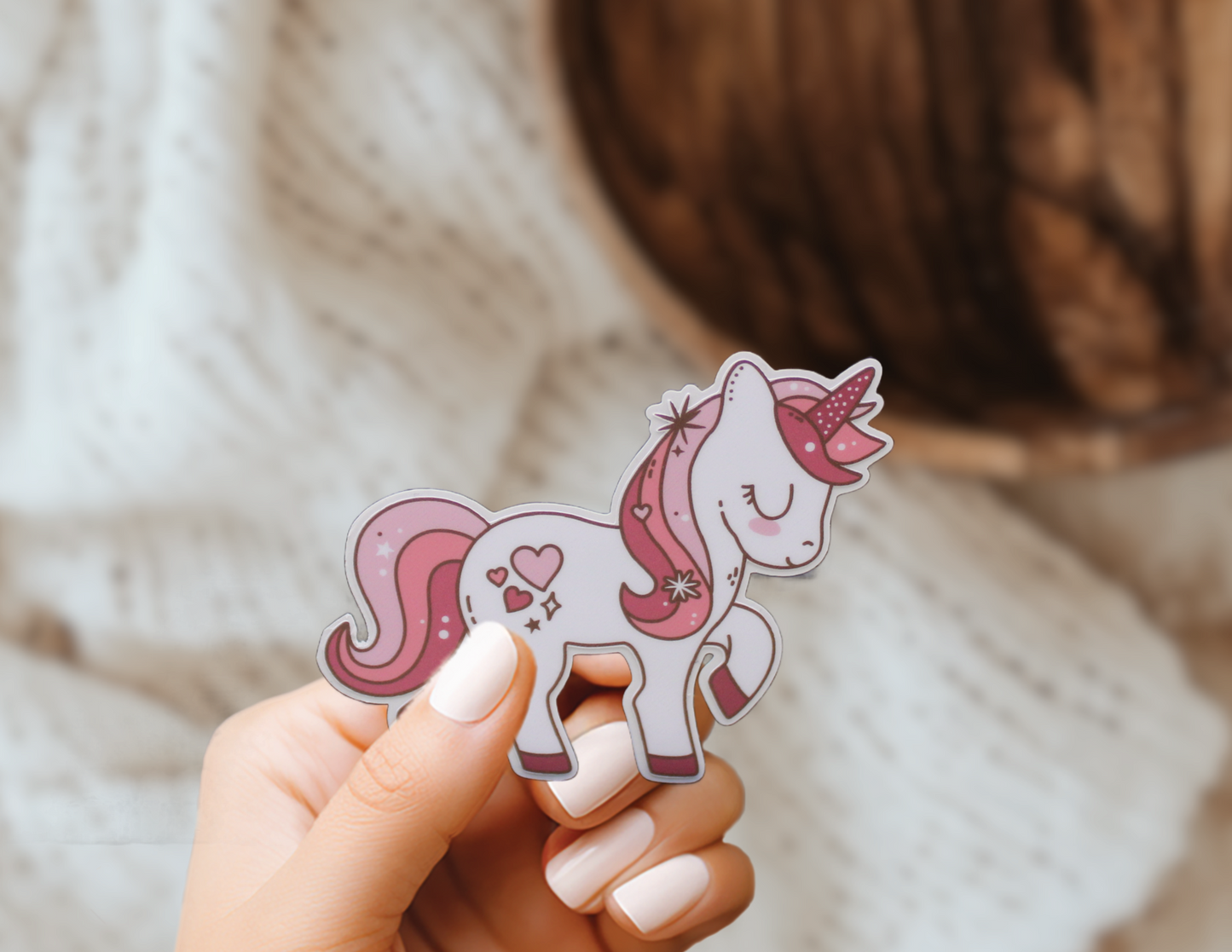 Unicorn Cute Cryptid Heart Valentines Vinyl Sticker Gift
