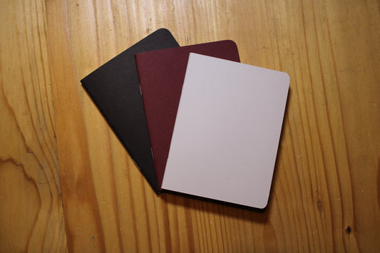 Pocket Notebook| Colorful Memo book| Line Free Notebook Set Black Maroon Pink Trio