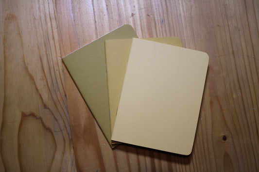 Pocket Notebook| Colorful Memo book| Line Free Notebook Set Yellow Tan Gold