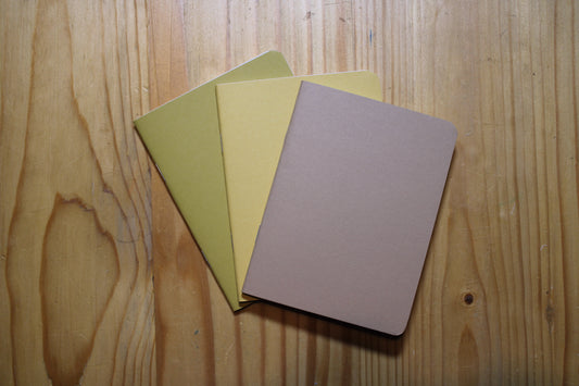 Pocket Notebook| Colorful Memo book| Line Free Notebook Set Tan Gold Yellow