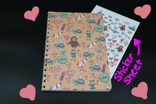 Orange Cryptid Blank Notebook Unicorn Bigfoot Beast of Busco Frogman  5.375"x 8.5" Spiral