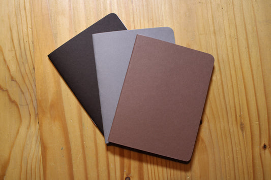Pocket Notebook| Colorful Memo book| Line Free Notebook Set Brown Grey Black