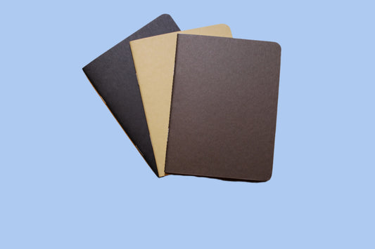 Pocket Notebook| Colorful Memo book| Line Free Notebook Set Black Tan Gold