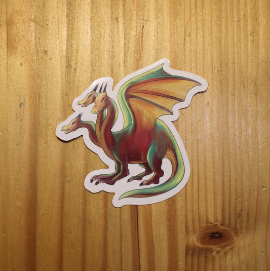 Three Headed Dragon D&D RPG TTRPG Sticker