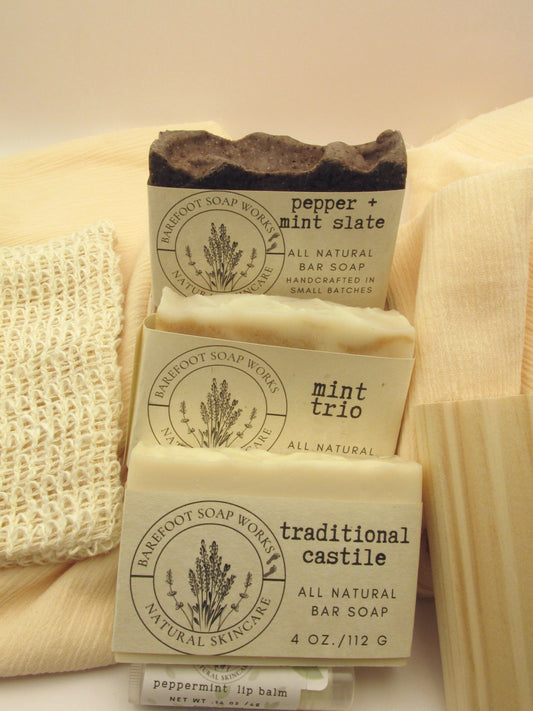 Mint Spa Gift Box | Natural Peppermint Soap Gift Set | Handmade Self Care Gift | Bath & Body Gift Box for Her