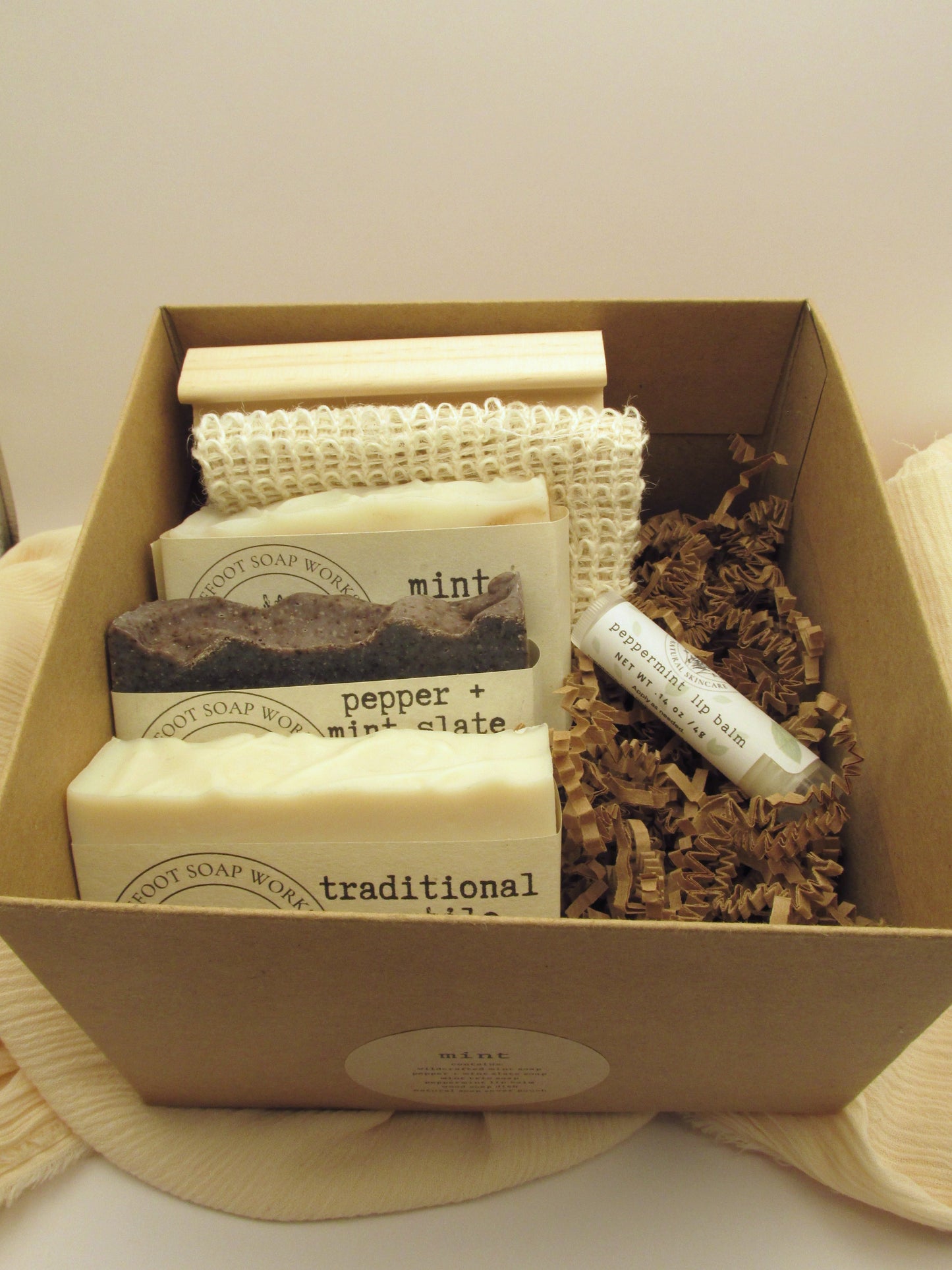 Mint Spa Gift Box | Natural Peppermint Soap Gift Set | Handmade Self Care Gift | Bath & Body Gift Box for Her