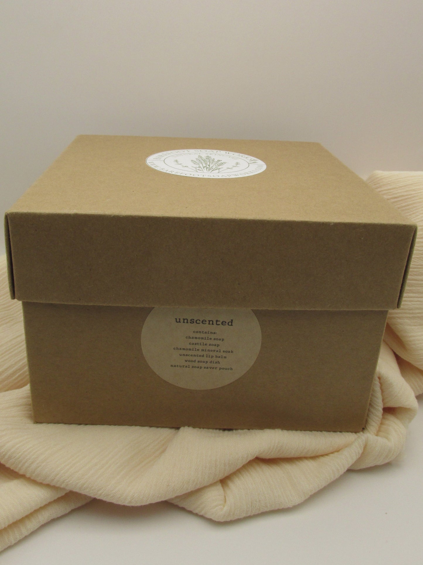 Unscented Spa Gift Box | Natural Sensitive Skin Gift Set | Fragrance Free Self Care Gift | Gentle Bath & Body Bundle