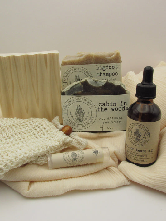Woodland Gift Box for Men | Woodsy Natural Soap & Beard Oil Set | Rustic Self Care Gift | Forest Inspired Grooming Kit