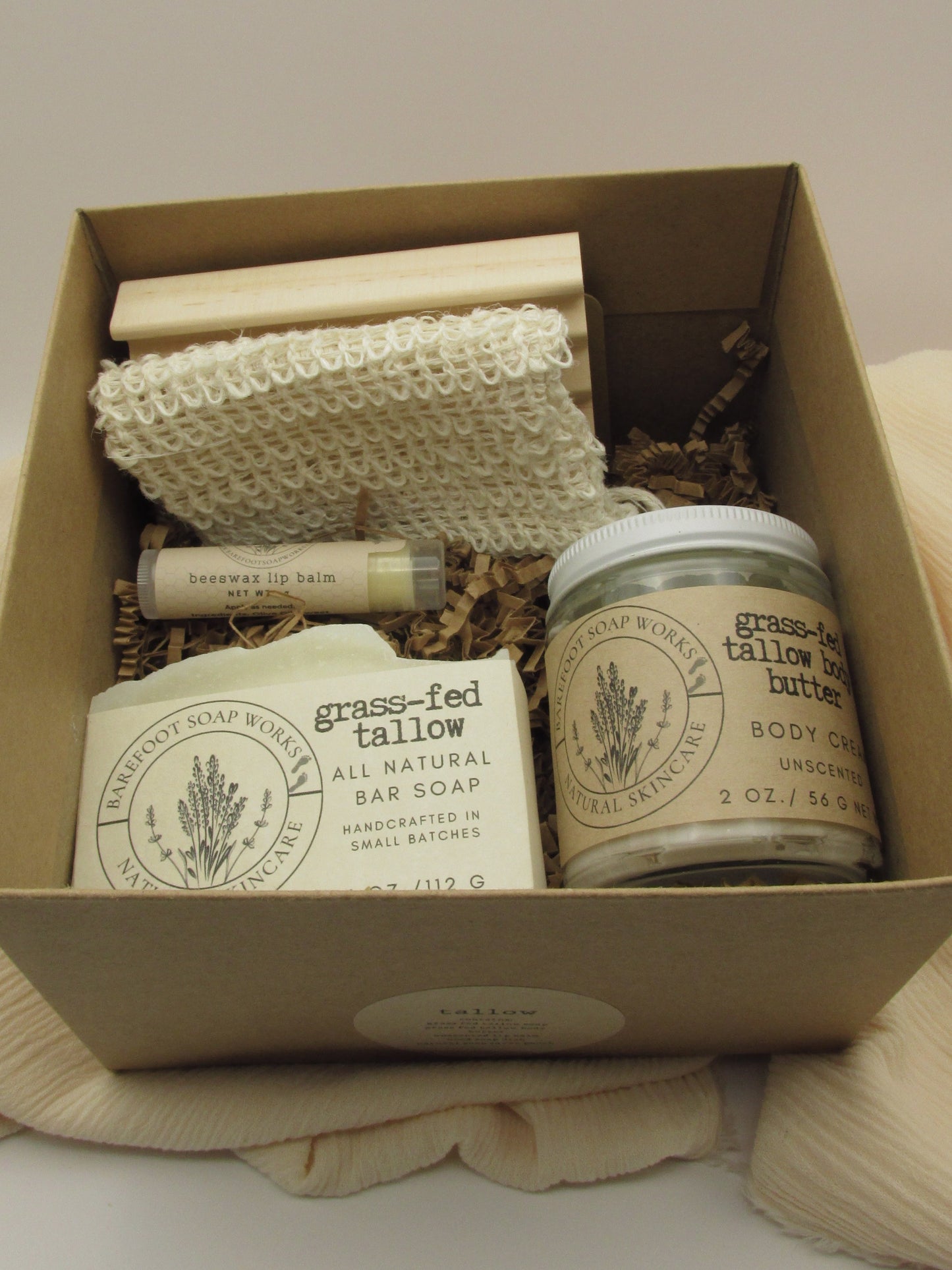 Grass Fed Tallow Skincare Gift Set | Natural Tallow Soap, Whipped Body Butter & Lip Balm | Traditional Nourishing Bath Gift