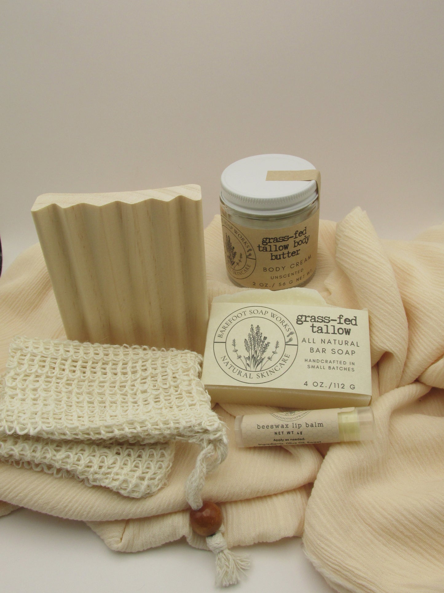 Grass Fed Tallow Skincare Gift Set | Natural Tallow Soap, Whipped Body Butter & Lip Balm | Traditional Nourishing Bath Gift