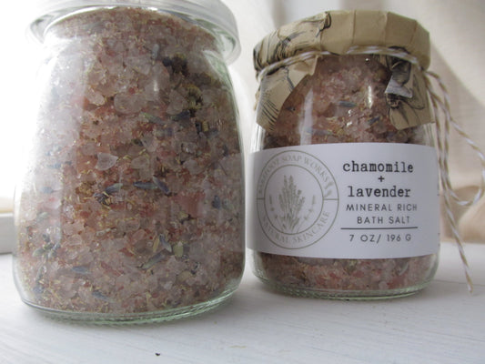 Chamomile Lavender Soak Mineral Bath Salts | Calming Dead Sea & Himalayan Pink Salt Soak