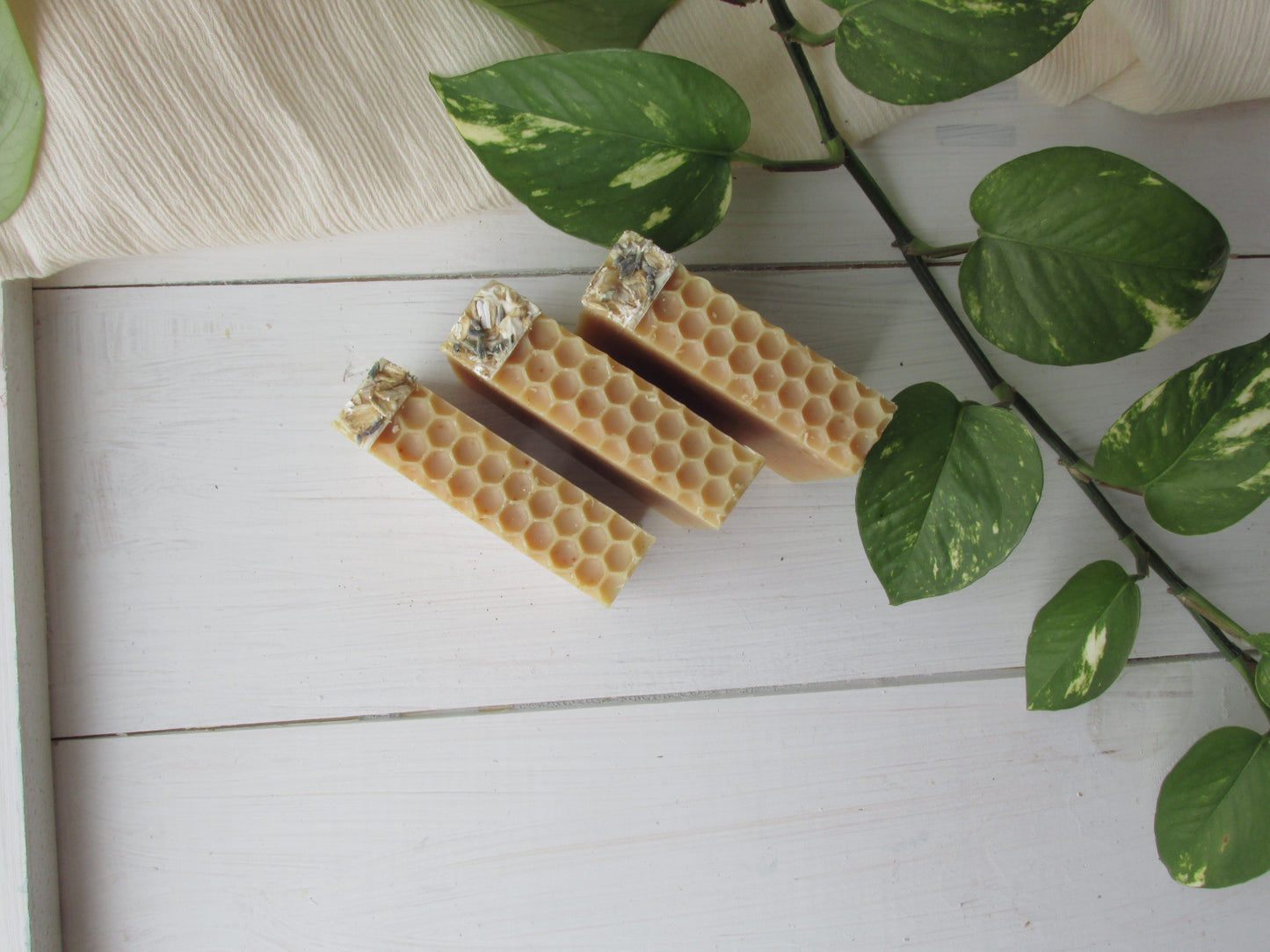 Sweet Lemon + Honey Goat Milk Soap | Natural Oatmeal Honey Bar | Handmade Soap with Bee Pollen & Lavender Buds