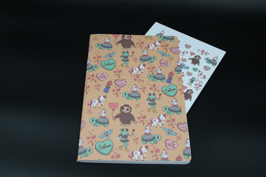 Orange Cryptid Blank Notebook Unicorn Bigfoot Beast of Busco Frogman  5.375"x 8.5" Staple