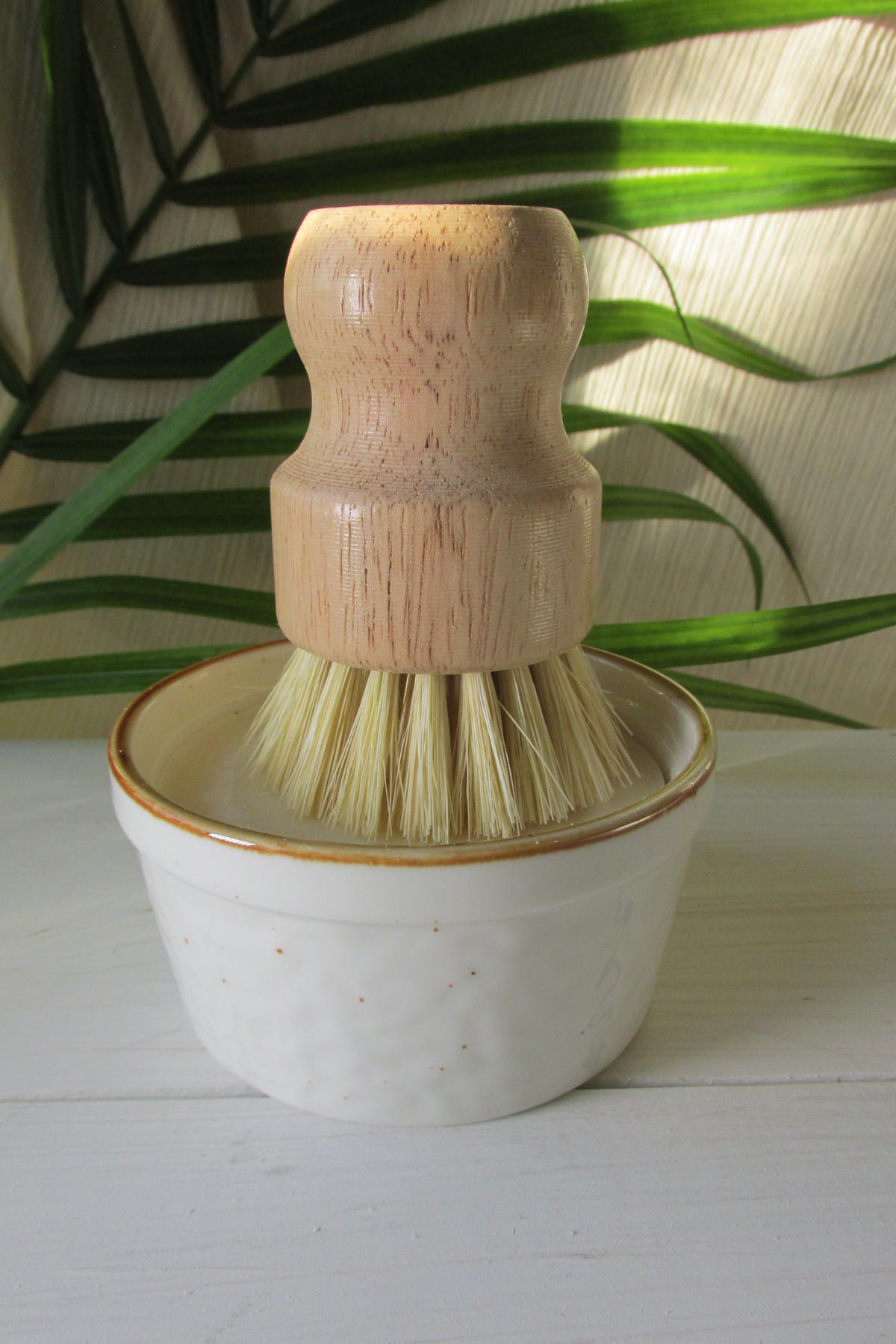 Solid Dish Soap Gift Set, Handmade Dish Soap Bar with Ceramic Ramekin, Wooden Dish Brush, Zero Waste Kitchen Gift Set