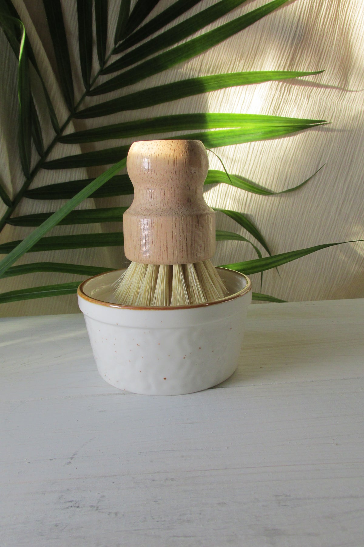 Solid Dish Soap Gift Set, Handmade Dish Soap Bar with Ceramic Ramekin, Wooden Dish Brush, Zero Waste Kitchen Gift Set