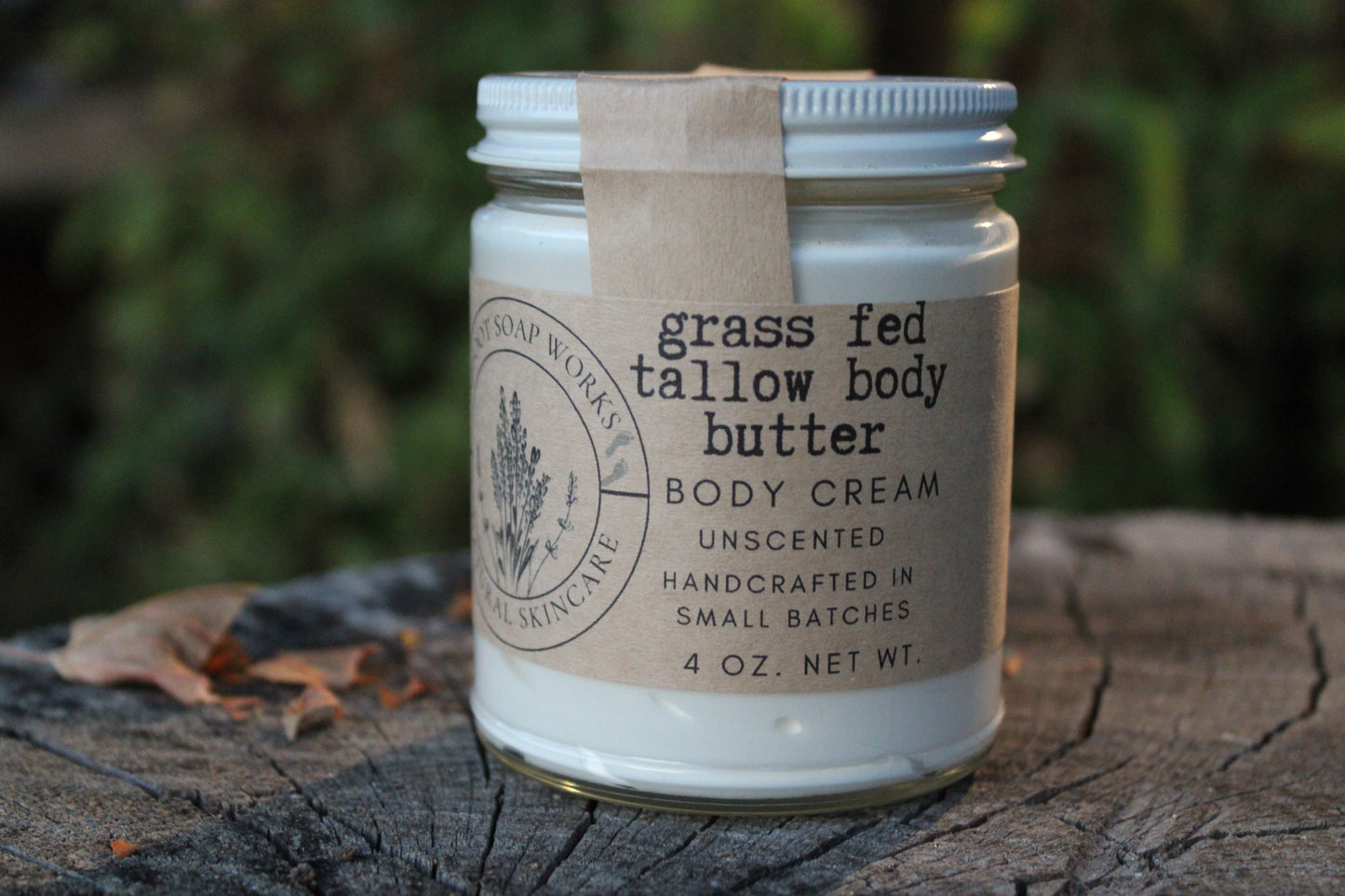 Grass-Fed Tallow Body Butter – 4 oz Whipped Skin Balm with Olive Oil & Vitamin E | Small Batch Natural Skincare