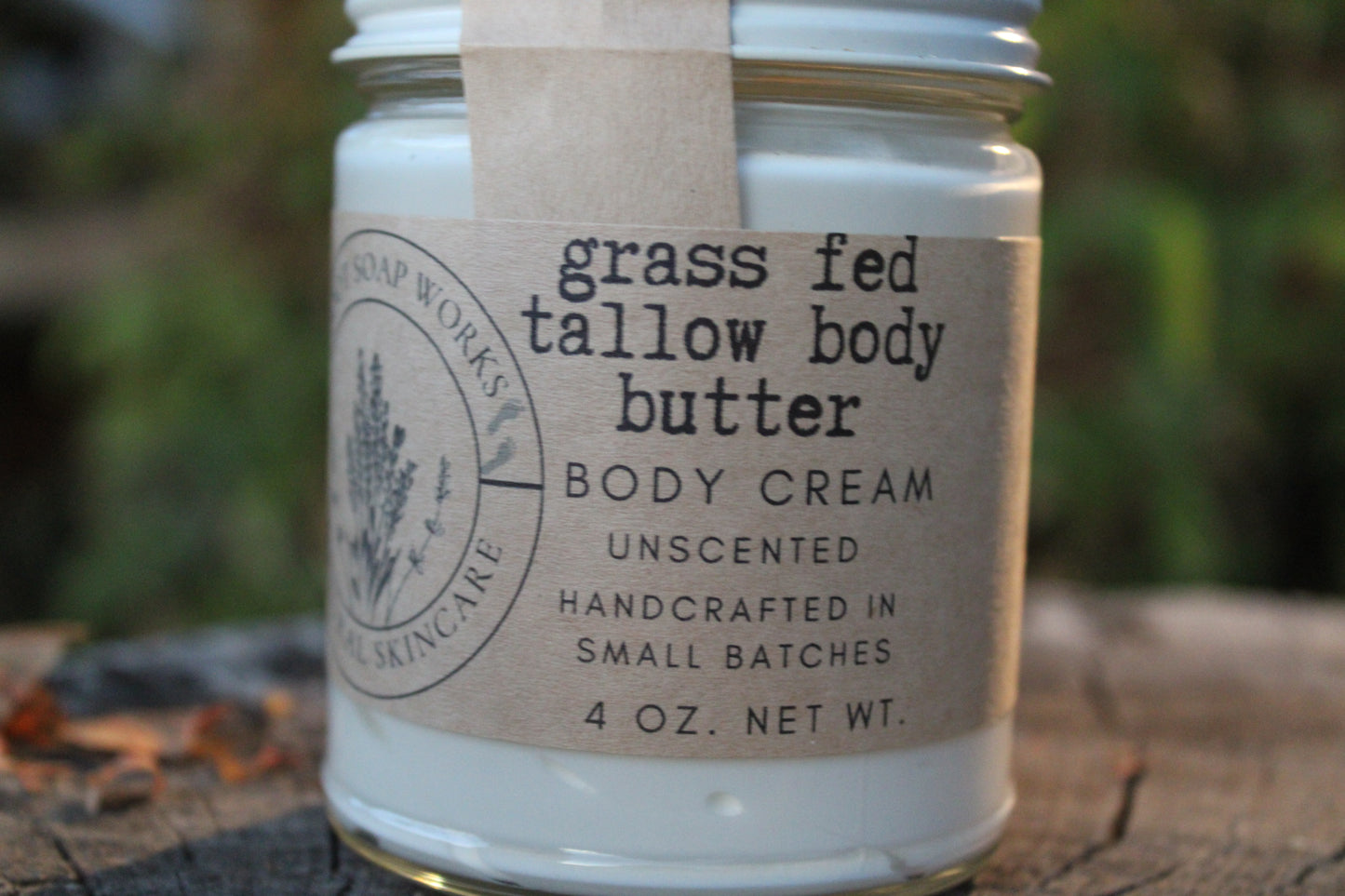Grass-Fed Tallow Body Butter – 4 oz Whipped Skin Balm with Olive Oil & Vitamin E | Small Batch Natural Skincare