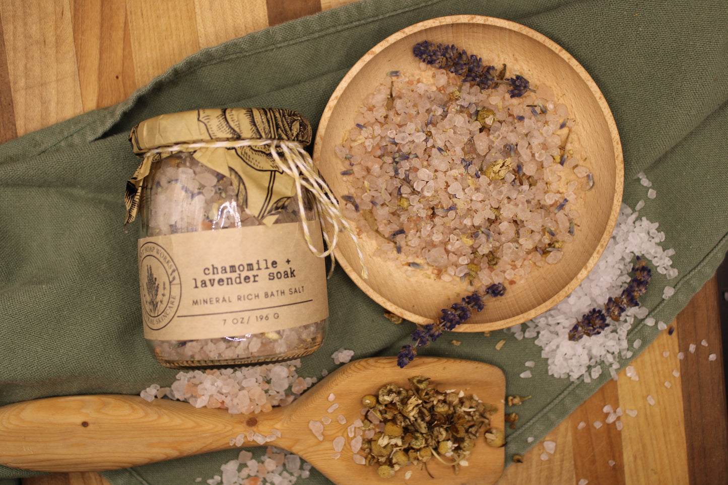 Chamomile Lavender Soak Mineral Bath Salts | Calming Dead Sea & Himalayan Pink Salt Soak