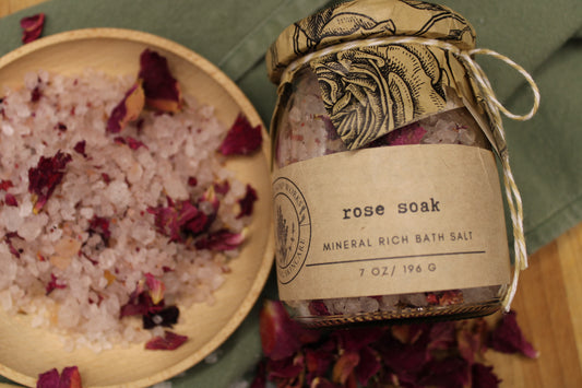 Rose Soak Mineral Bath Salts| Romantic Dead Sea & Himalayan Pink Salt Soak with Rose Petals