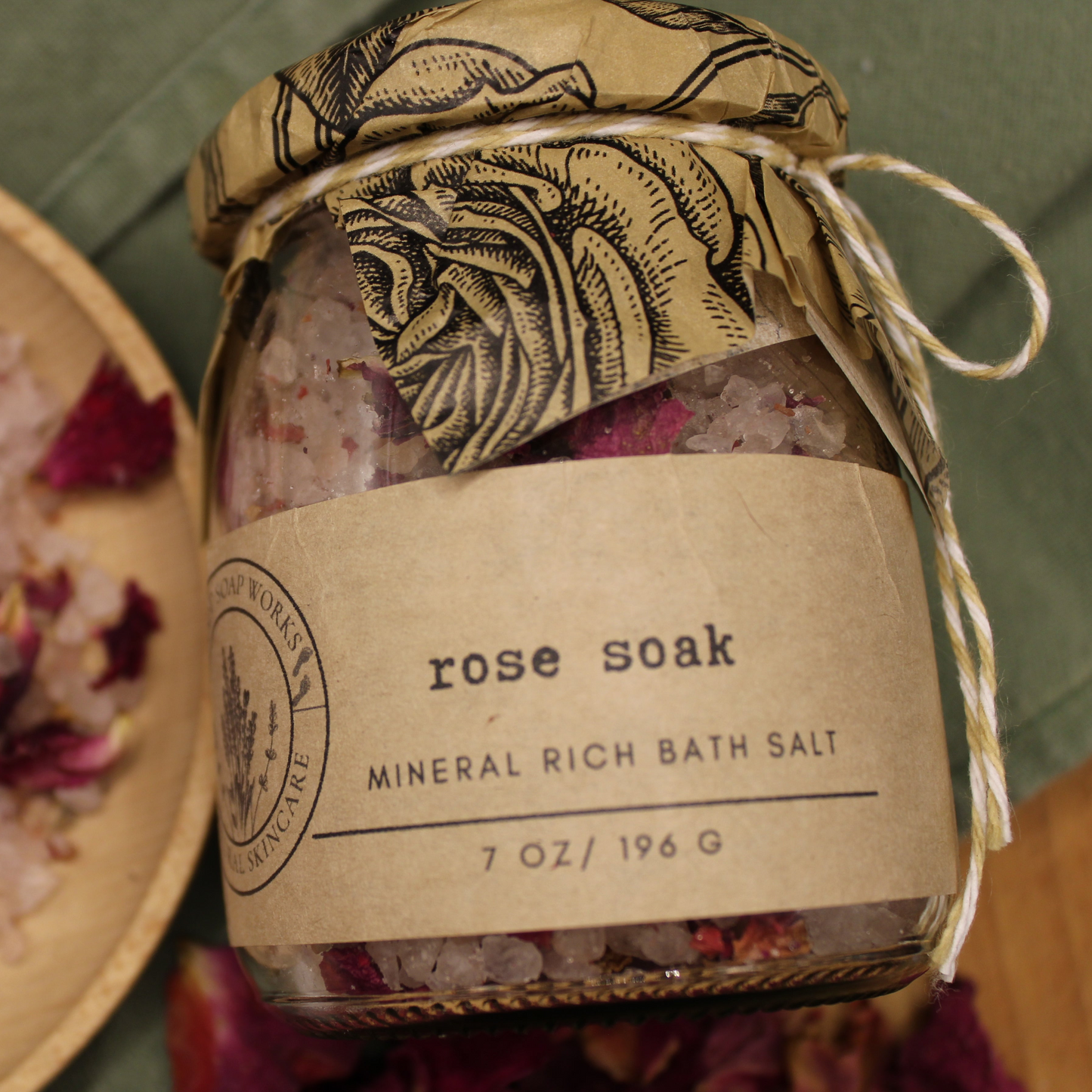 Rose Soak Mineral Bath Salts| Romantic Dead Sea & Himalayan Pink Salt Soak with Rose Petals