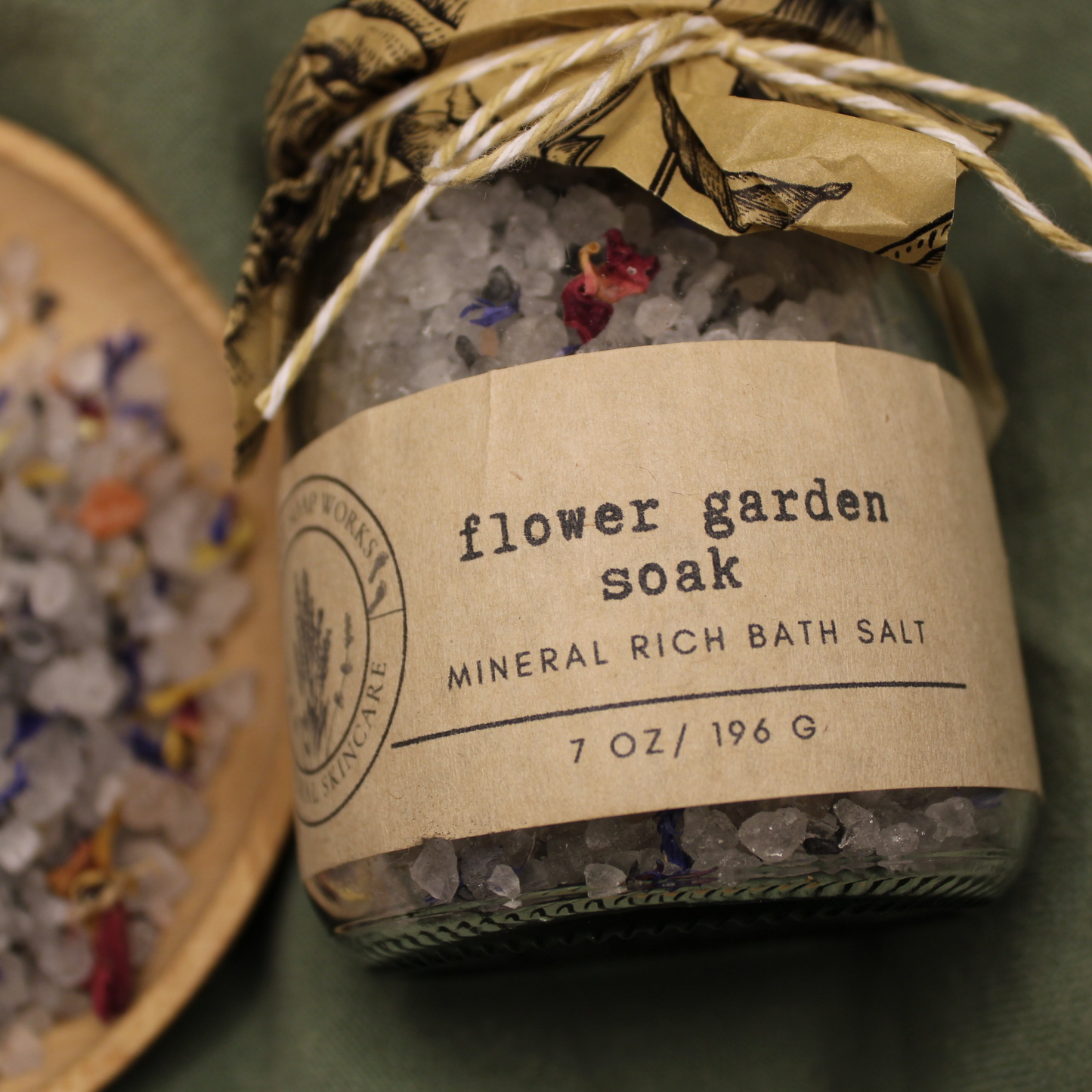 Flower Garden Mineral Bath Salts – Dead Sea & Himalayan Pink Salt Soak with Rose, Cornflower & Calendula Petals