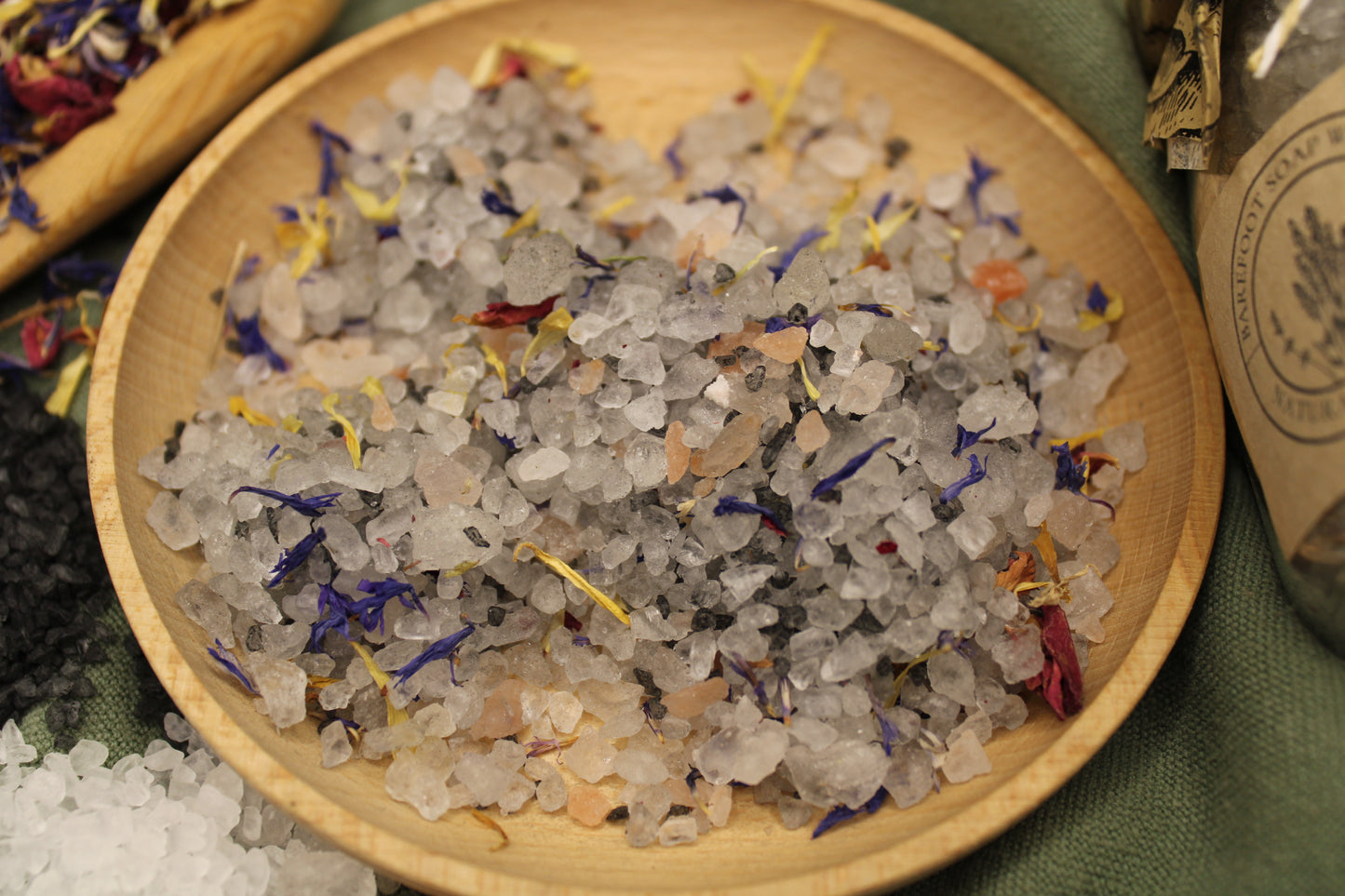 Flower Garden Mineral Bath Salts – Dead Sea & Himalayan Pink Salt Soak with Rose, Cornflower & Calendula Petals