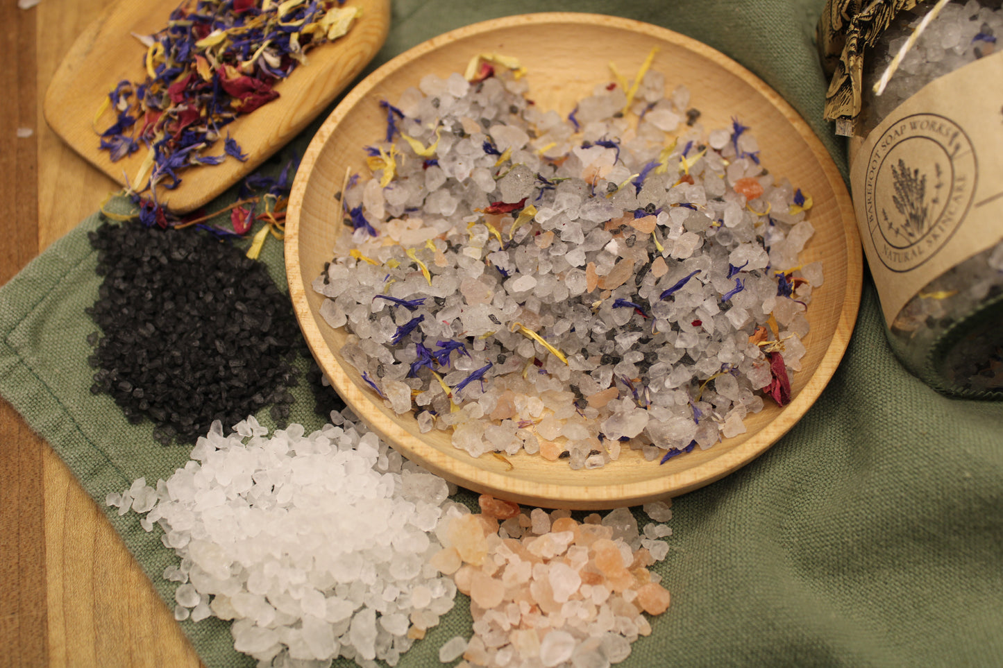 Flower Garden Mineral Bath Salts – Dead Sea & Himalayan Pink Salt Soak with Rose, Cornflower & Calendula Petals